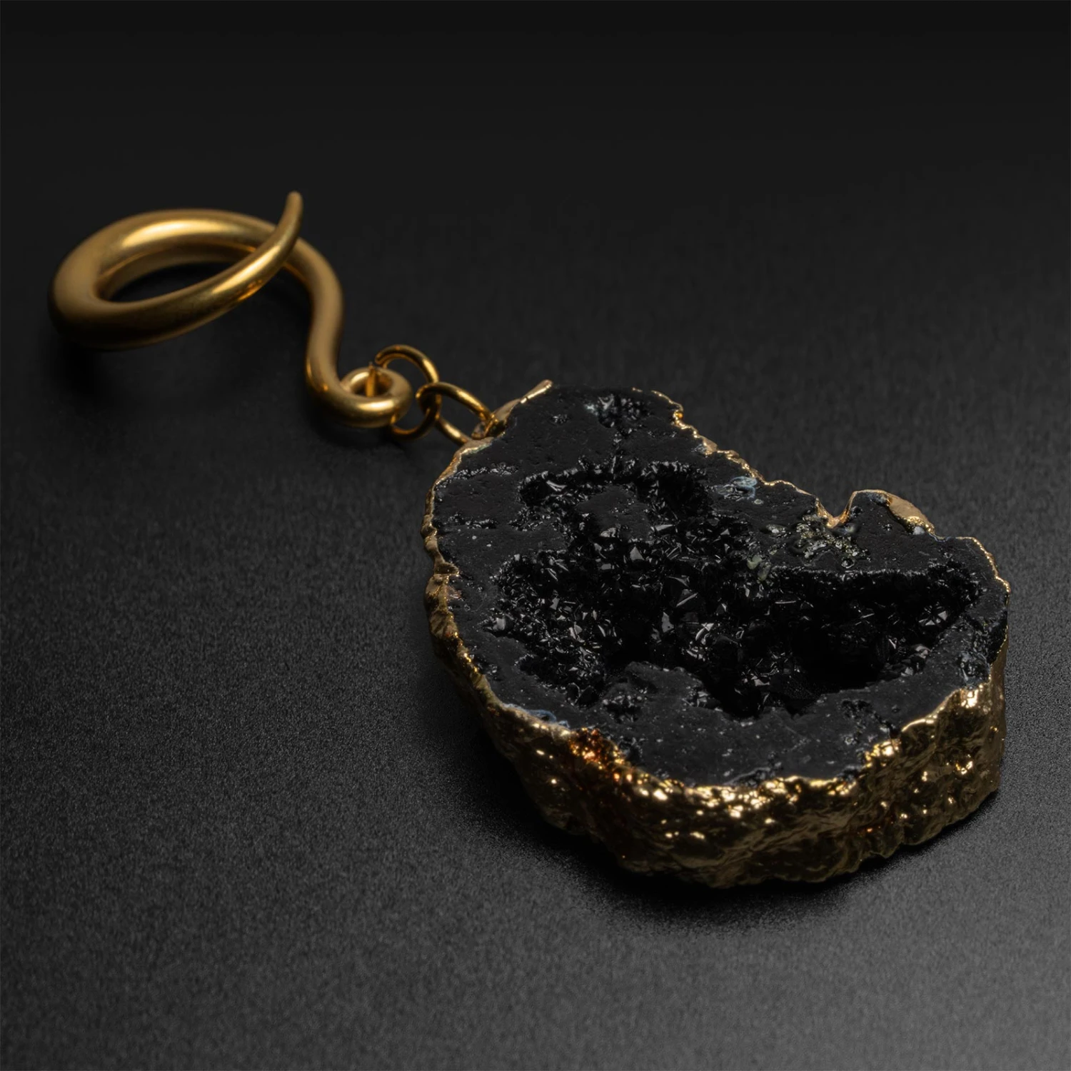 Druzy Black Agate With Gold PVD Hook Ear Weight 3 Druzy Black Agate With Gold PVD Hook Ear Weight