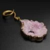 Druzy Pink Agate With Gold PVD Hook Ear Weight -Stretch It Body Jewellery druzy pink agate with gold pvd hook ear weight