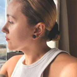 Faceted Black Agate Double Flare Plug 8 Faceted Black Agate Double Flare Plug -Stretch It Body Jewellery faceted black agate double flare plug model shot close up