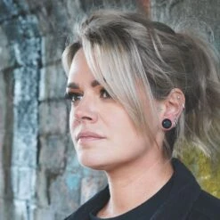 Faceted Black Obsidian Single Flare Convex Stone Plug -Stretch It Body Jewellery faceted black obsidian single flare plug model shot