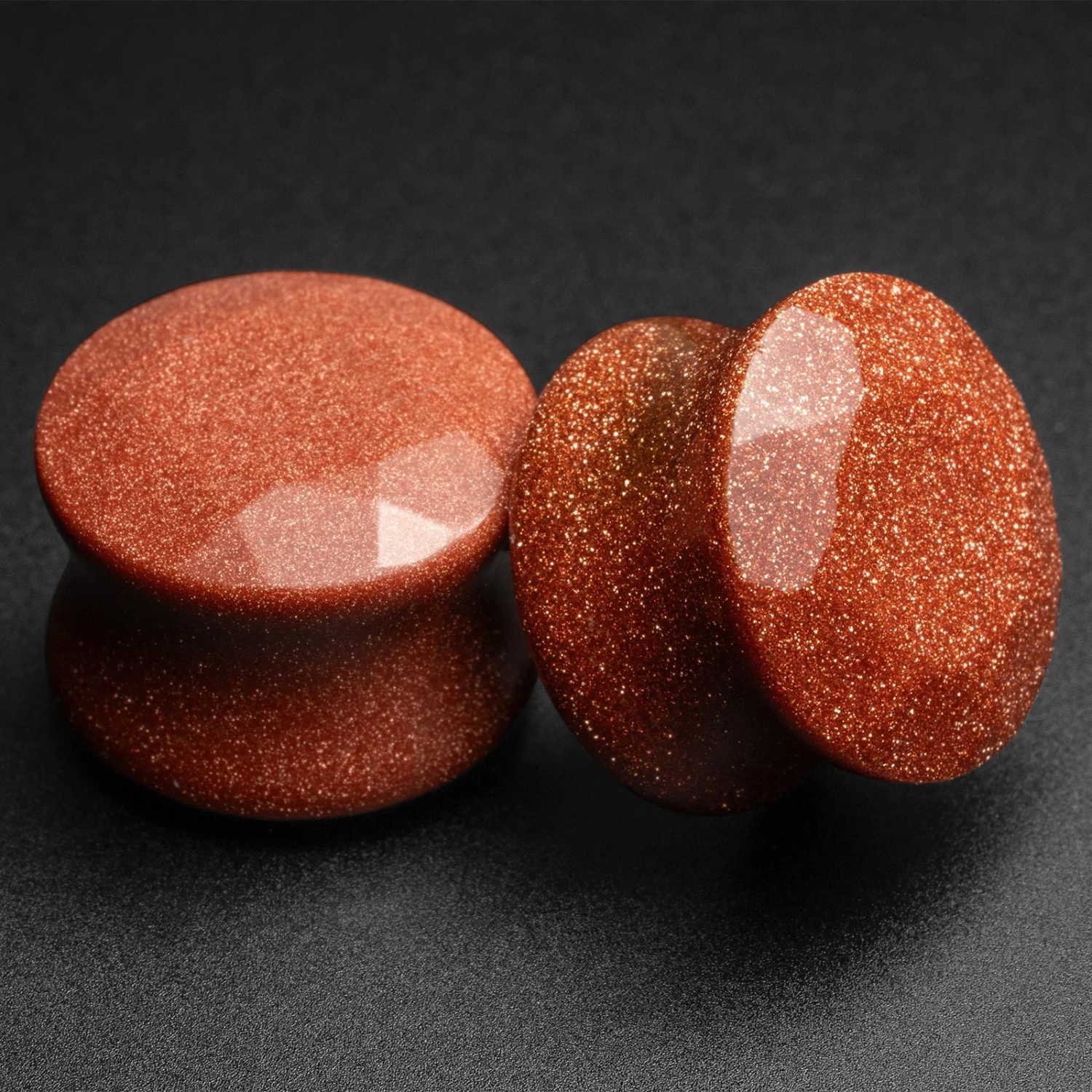 Faceted Gold Sandstone Glass Double Flare Plug 3 Faceted Gold Sandstone Glass Double Flare Plug