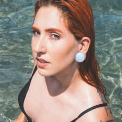 Faceted Opalite Double Flare Plug -Stretch It Body Jewellery faceted opalite double flare plug model shot two