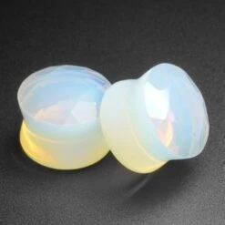 Faceted Opalite Double Flare Plug