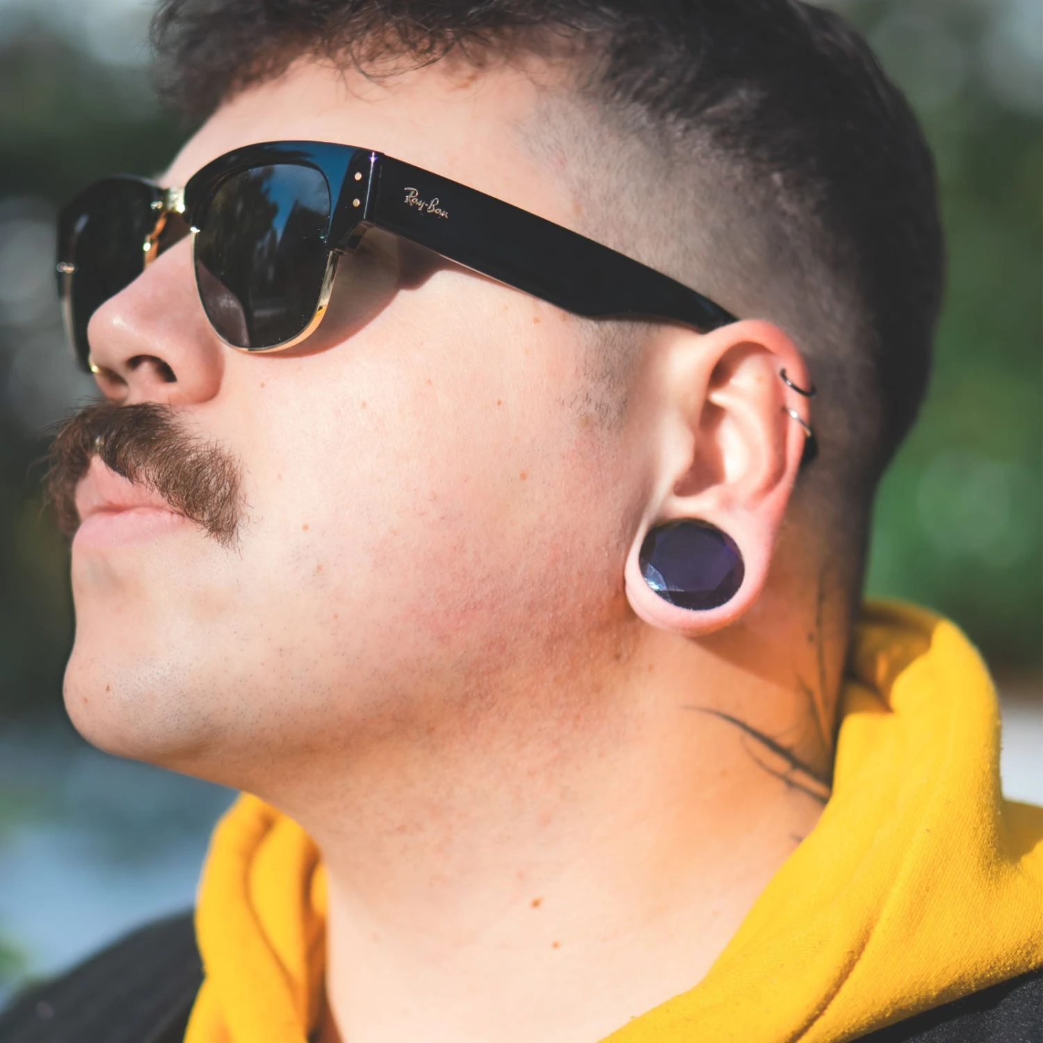 Faceted Purple Glass Double Flare Plug 4 Faceted Purple Glass Double Flare Plug - Image 2