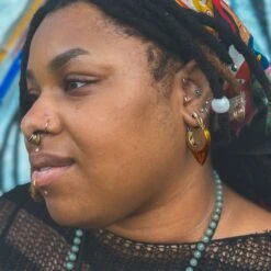 Fire Storm Epoxy & Brass Plug Hoops -Stretch It Body Jewellery fire storm epoxy brass plug hoops model shot