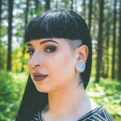 Flower & Foliage Brass Ear Cuff -Stretch It Body Jewellery flower foliage brass ear cuff model shot