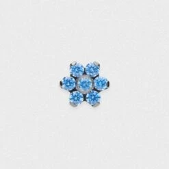 Flower Shape Aqua Bejewelled Titanium Threadless Top