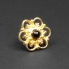Flower With Onyx Stone 18k Gold Plated Threadless Top -Stretch It Body Jewellery flower with onyx stone 18k gold plated threadless top