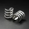 Four Hoop White Brass Ear Cuff