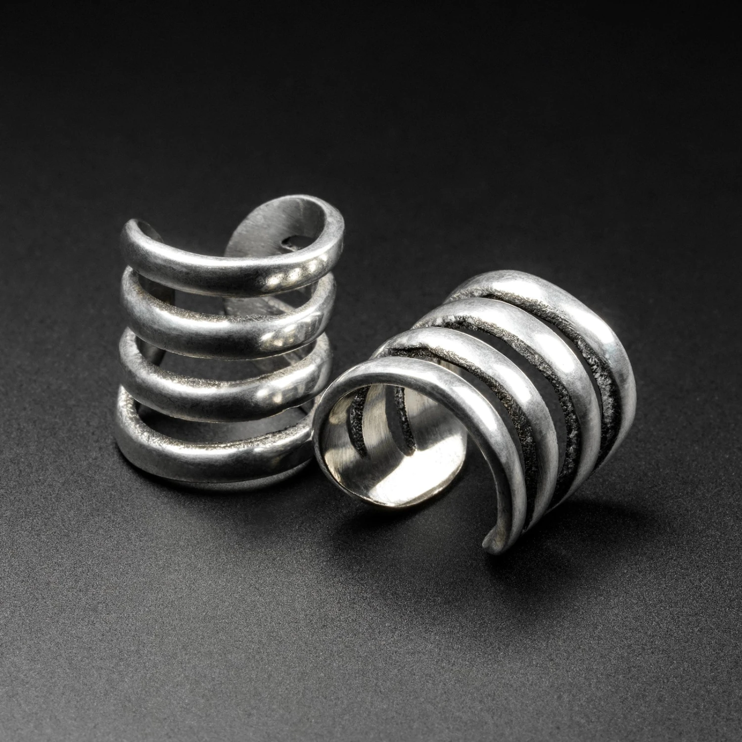 Four Hoop White Brass Ear Cuff 3 Four Hoop White Brass Ear Cuff