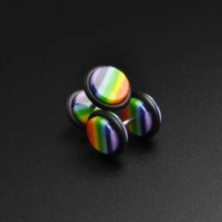 Gay Pride Rainbow Acrylic Fake Gauge Plug