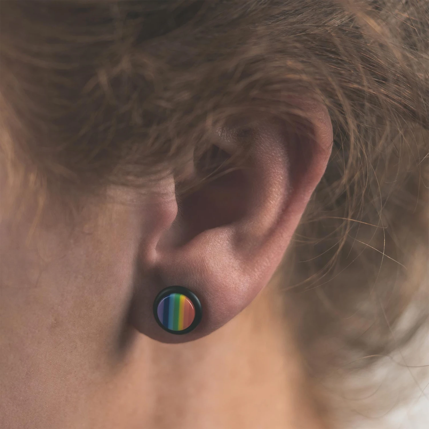 Gay Pride Rainbow Acrylic Fake Gauge Plug 4 Gay Pride Rainbow Acrylic Fake Gauge Plug - Image 2