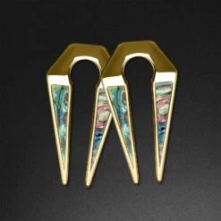 Geometric Keyhole Shell & Gold PVD Ear Weight