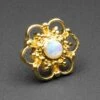 Flower With Synth Opal 18k Gold Plated Threadless Top 2 Flower With Synth Opal 18k Gold Plated Threadless Top -Stretch It Body Jewellery gold flower with opal inlay