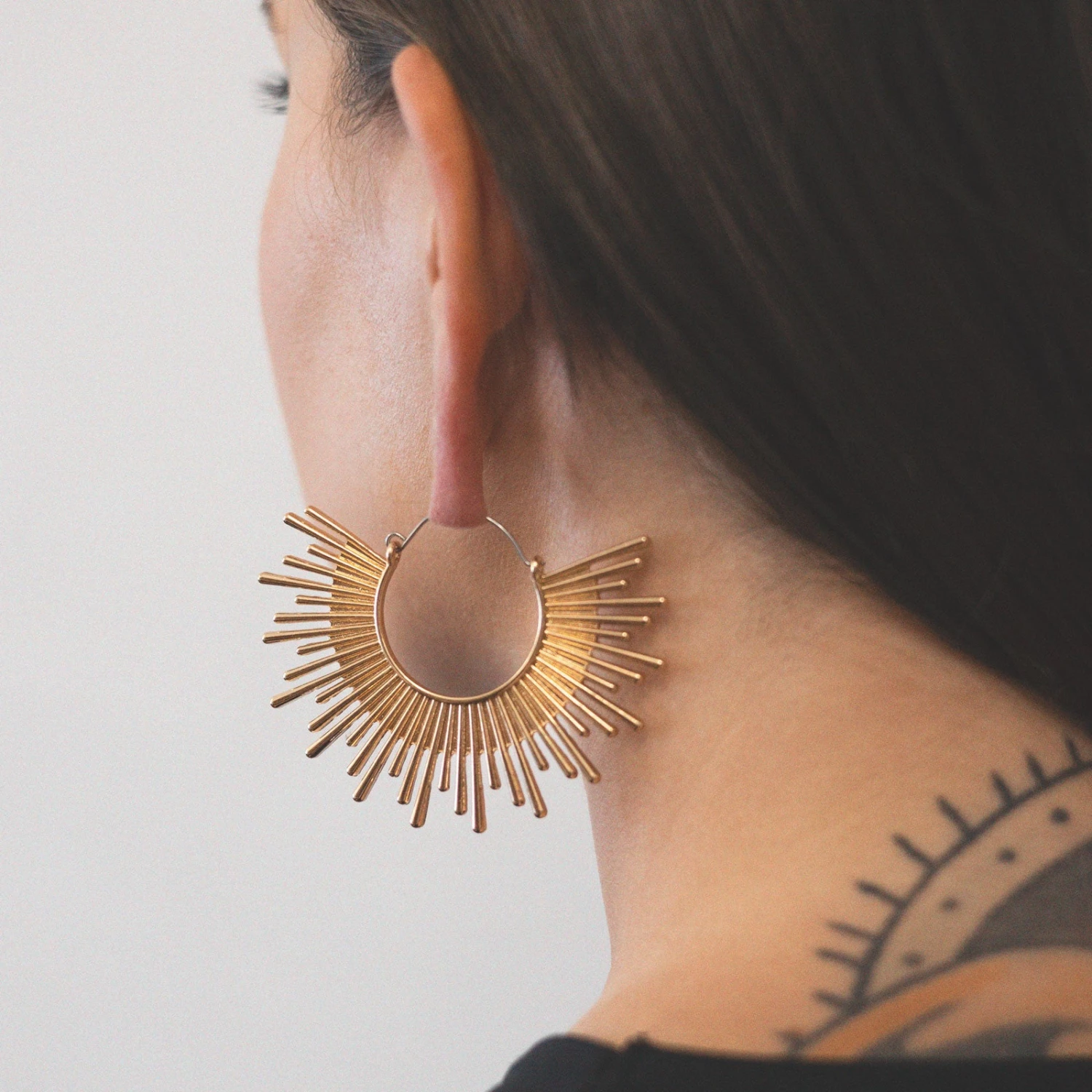 Gold Plated Sunbeam Plug Hoops 3 Gold Plated Sunbeam Plug Hoops - Image 2