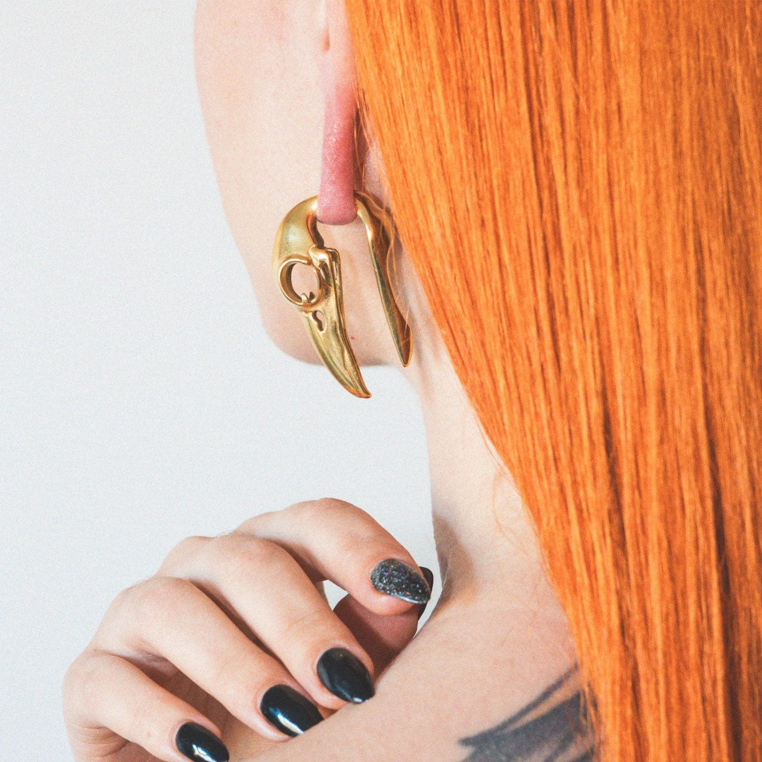 Gold PVD Bird Skull Ear Weight 4 Gold PVD Bird Skull Ear Weight - Image 2