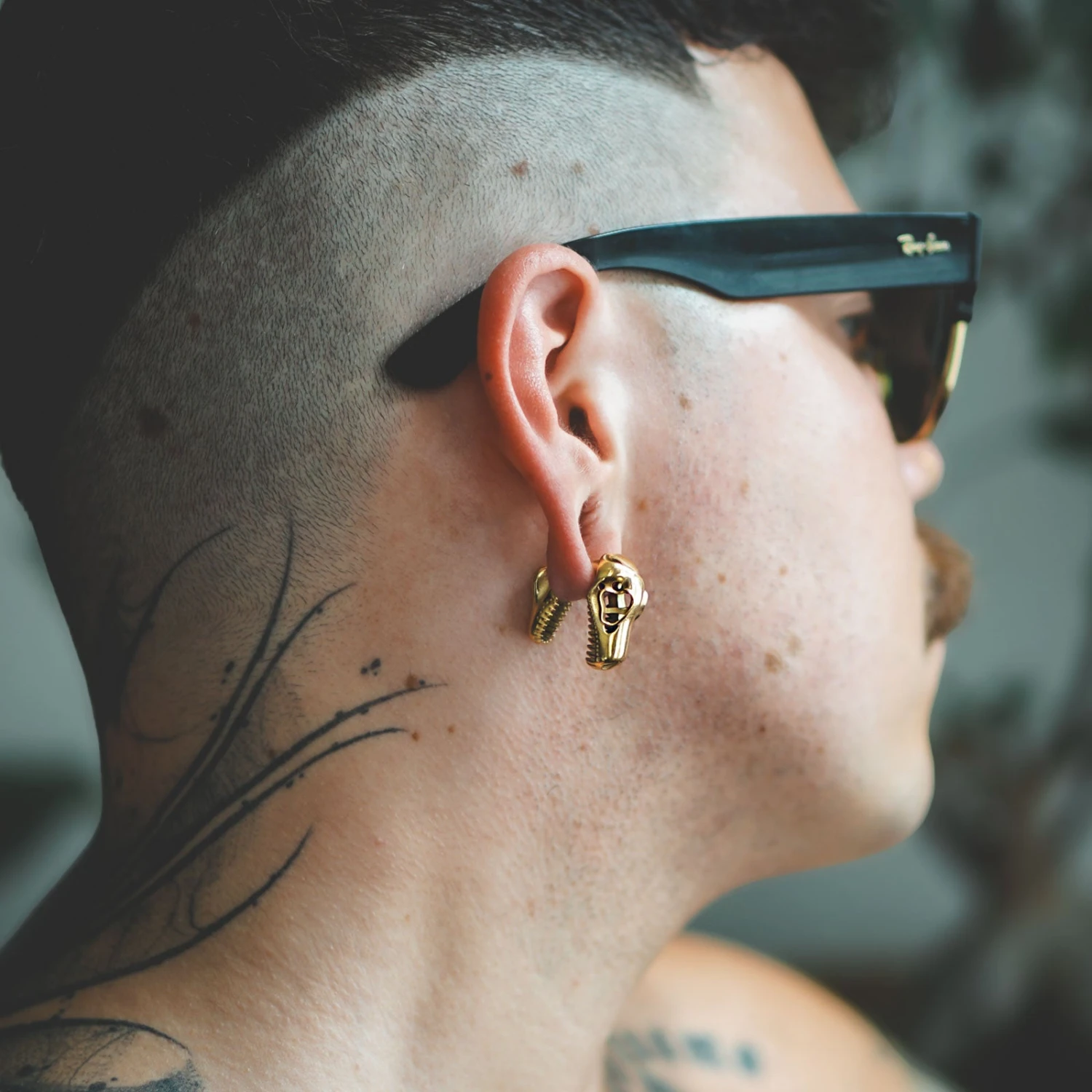 Gold PVD Dino Skull Ear Weight 5 Gold PVD Dino Skull Ear Weight - Image 3