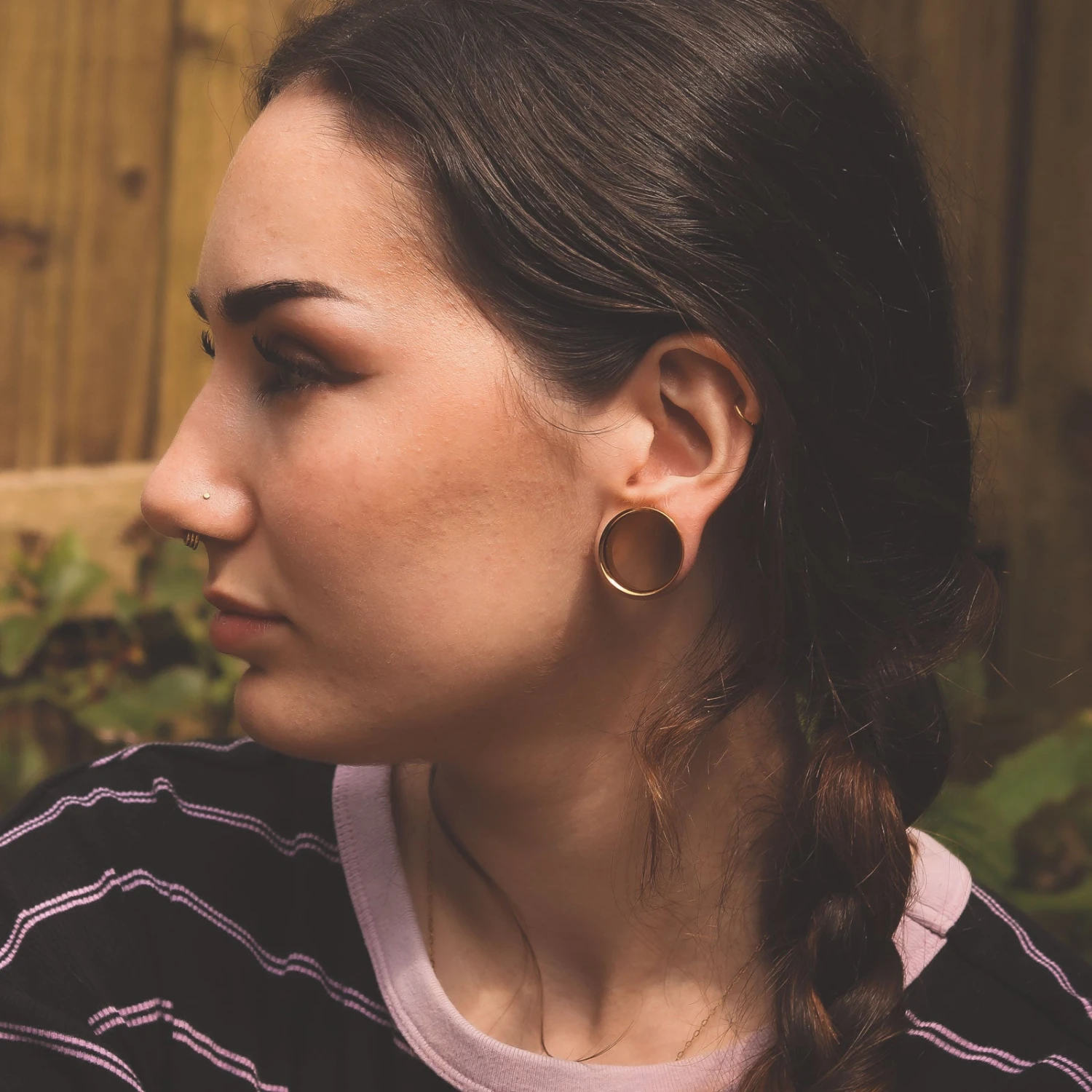 Gold PVD Double Flare Tunnel 5 Gold PVD Double Flare Tunnel - Image 3