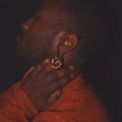 Gold PVD Magnetic Multi Hoop Ear Weight -Stretch It Body Jewellery gold pvd magnetic multi hoop ear weight model shot two