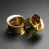 Gold PVD Double Flare Screw Fit Tunnel (Internally Threaded) 1 Gold PVD Double Flare Screw Fit Tunnel (Internally Threaded) -Stretch It Body Jewellery gold pvd screw tunnel