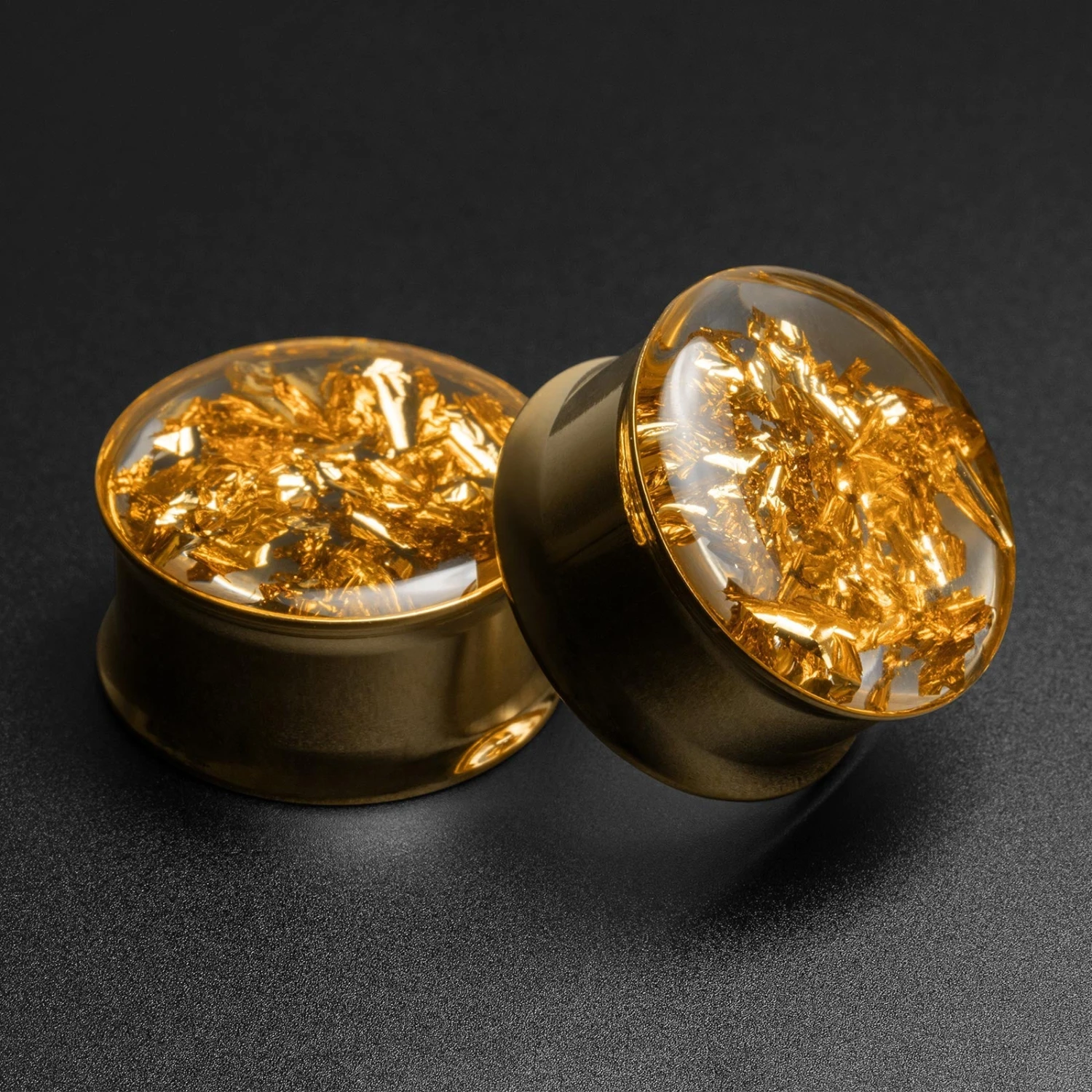 Golden Flake Double Flare PVD Plug 3 Golden Flake Double Flare PVD Plug