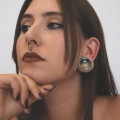 Golden Obsidian Double Flare Concave Stone Plug -Stretch It Body Jewellery golden obsidian double flare concave stone plug moel shot