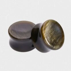 Golden Obsidian Double Flare Concave Stone Plug