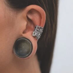 Golden Obsidian Double Flare Concave Stone Plug -Stretch It Body Jewellery golden obsidian plug double flare model shot close up