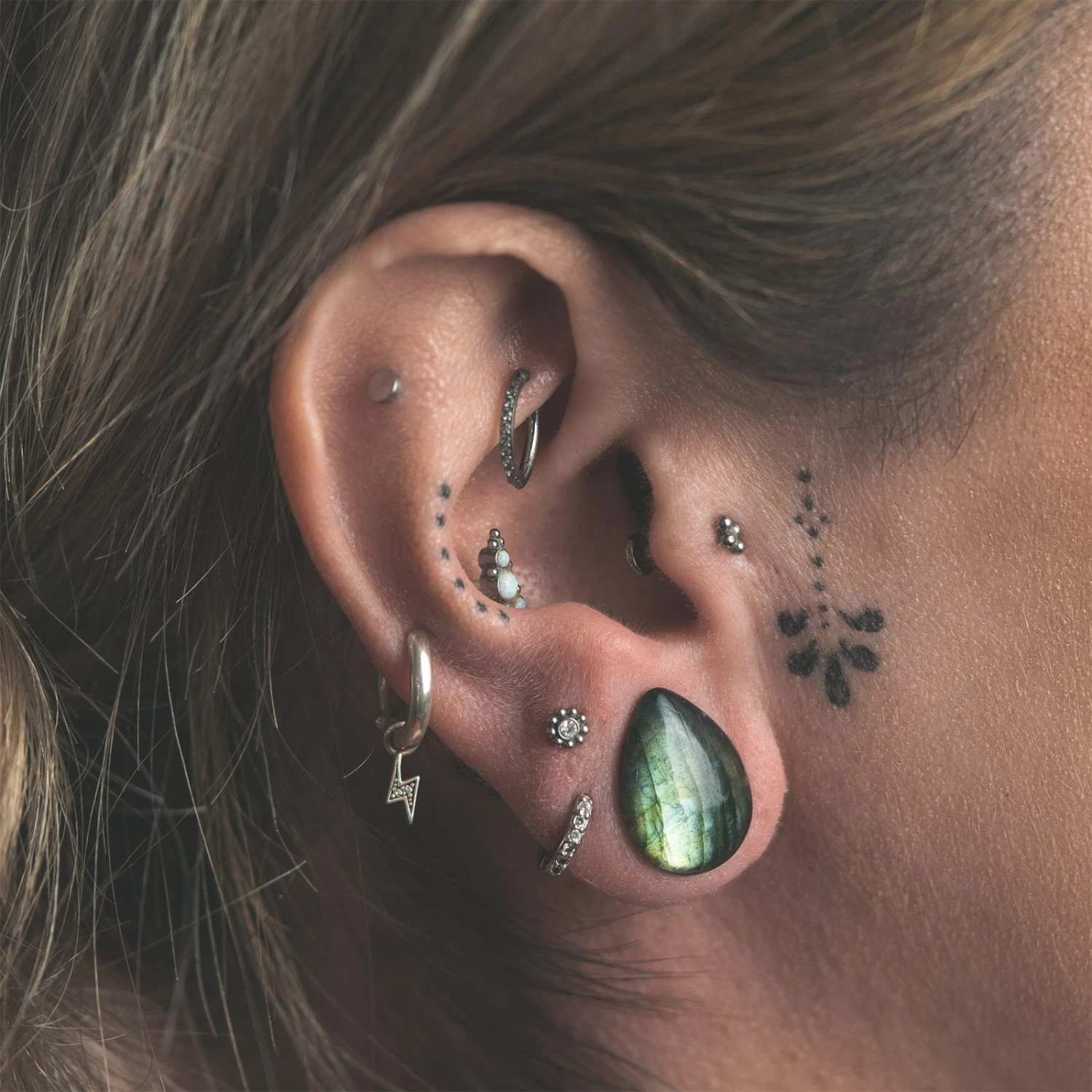 Grade AAA Labradorite Double Flare Convex Stone Teardrop Plug 4 Grade AAA Labradorite Double Flare Convex Stone Teardrop Plug - Image 2