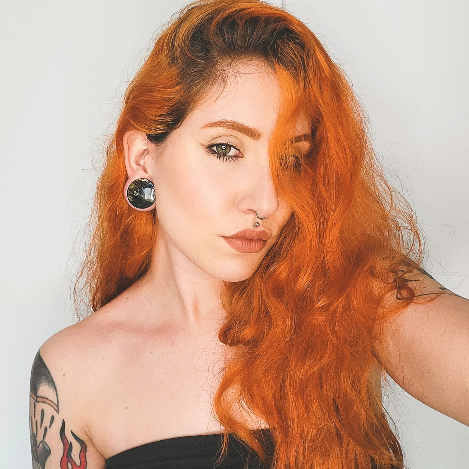 Grade B Labradorite Double Flare Convex Stone Plug 4 Grade B Labradorite Double Flare Convex Stone Plug - Image 2