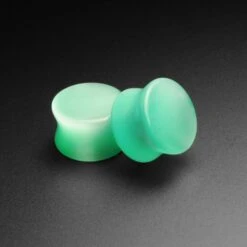 Green Cat's Eye Glass Double Flare Plug
