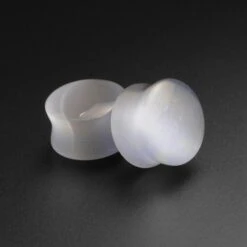 Grey Cat's Eye Glass Double Flare Convex Plug