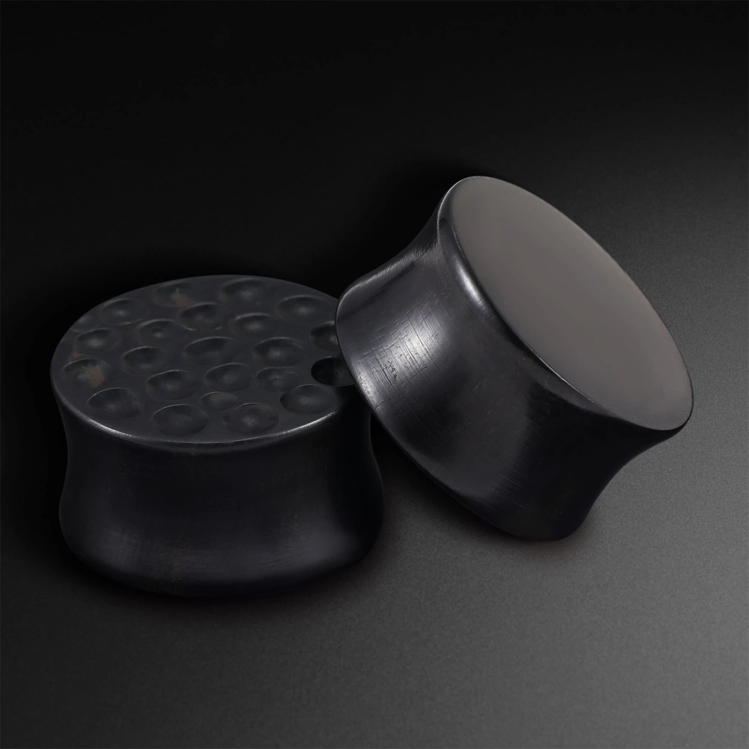 Hammered Black Areng Wood Double Flare Plug 3 Hammered Black Areng Wood Double Flare Plug