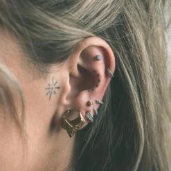 Hammered Pointed Hanger Gold PVD Saddle Ear Weight -Stretch It Body Jewellery hammered pointed hanger gold pvd saddle ear weight model shot