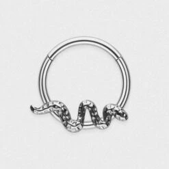 Hammered Snake Titanium Hinged Segment Ring