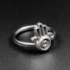 Hand Of Fatima White Brass & Surgical Steel BCR Ball Closure Ring