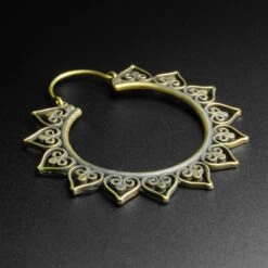 Hearts & Dots Tribal Brass Plug Hoops