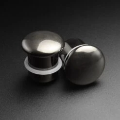 Hematite Single Flare Convex Stone Plug