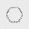 Hexagon Bejewelled Titanium Septum Clicker