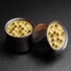 Sono Wood Double Flare Plug With Brass Honeycomb Inlay