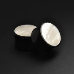 Horn Double Flare Plug With MOP Inlay