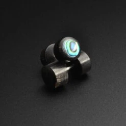 Horn Fake Gauge Plug With Abalone Shell Inlay