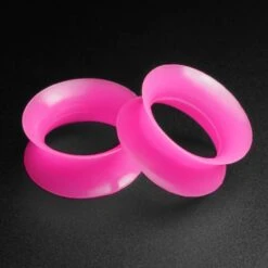 Hot Pink Silicone Double Flare Tunnel