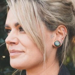 Indian Agate Single Flare Convex Stone Plug -Stretch It Body Jewellery indian agate single flare plug model shot