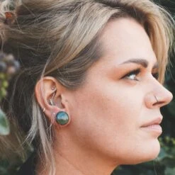 Indian Agate Single Flare Convex Stone Plug -Stretch It Body Jewellery indian agate single flare plug model shot close up side shot