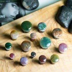 Indian Agate Single Flare Convex Stone Plug -Stretch It Body Jewellery indian agate single flare stone plug groupshot