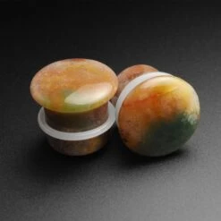 Indian Agate Single Flare Convex Stone Plug
