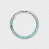 Inlaid Cornflower Blue Synth Opal Titanium Septum Clicker -Stretch It Body Jewellery inlaid cornflower blue synth opal titanium septum clicker 1 web grey