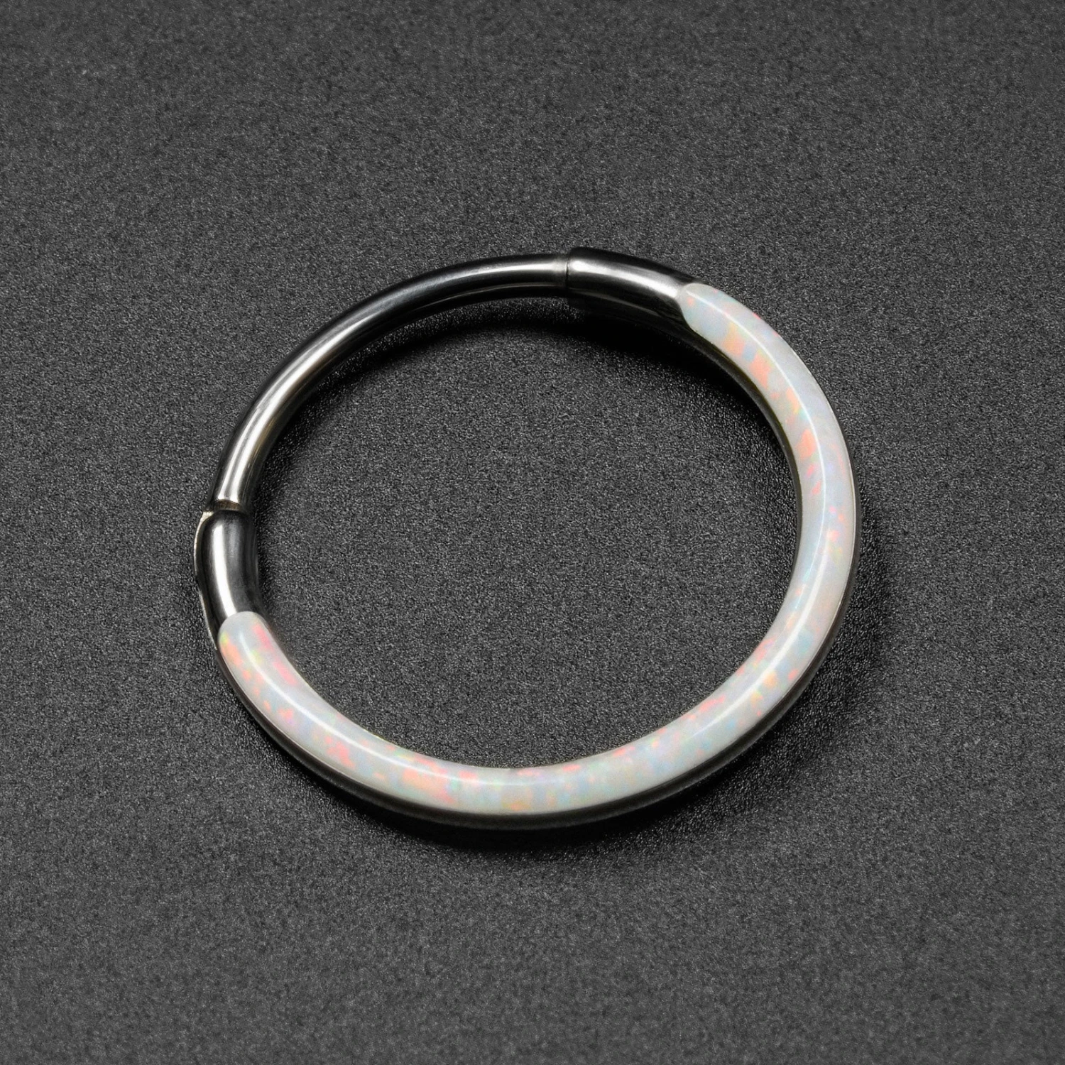 Inlaid Fire & Snow Synth Opal Titanium Earring 3 Inlaid Fire & Snow Synth Opal Titanium Earring