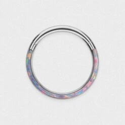 Inlaid Flash Lavender Synth Opal Titanium Septum Clicker